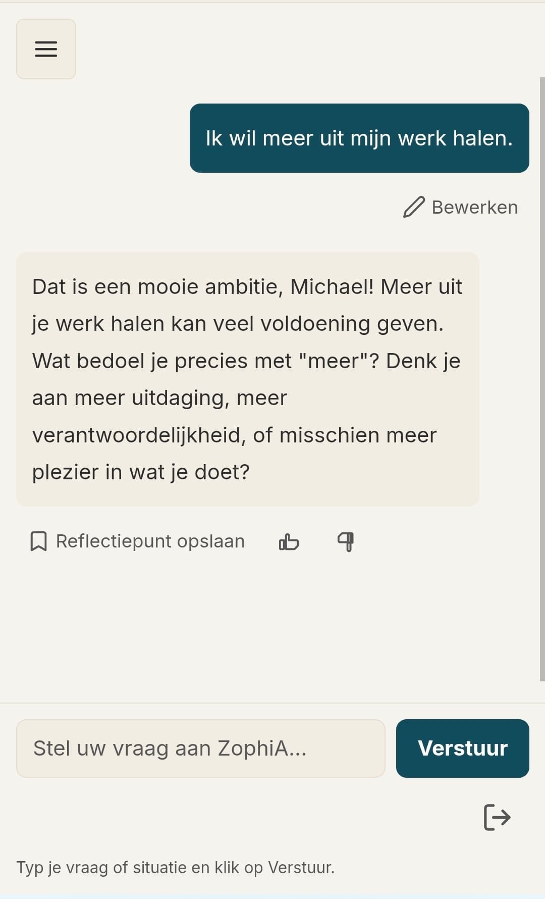 Echte ZophiA sessie op mobiel